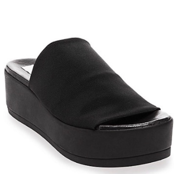 steve madden black platform slides